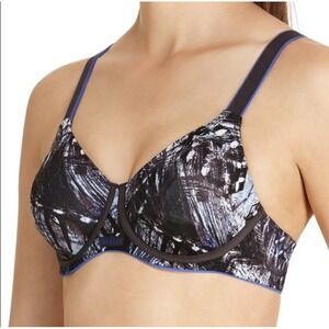 Berlei High Performance Smooth Underwire Sports Bra black white blue trim 36D